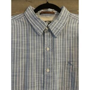 Timberland Button Down Shirt Men's XXL Blue Wht Stripe Long Sleeve 100% Cotton